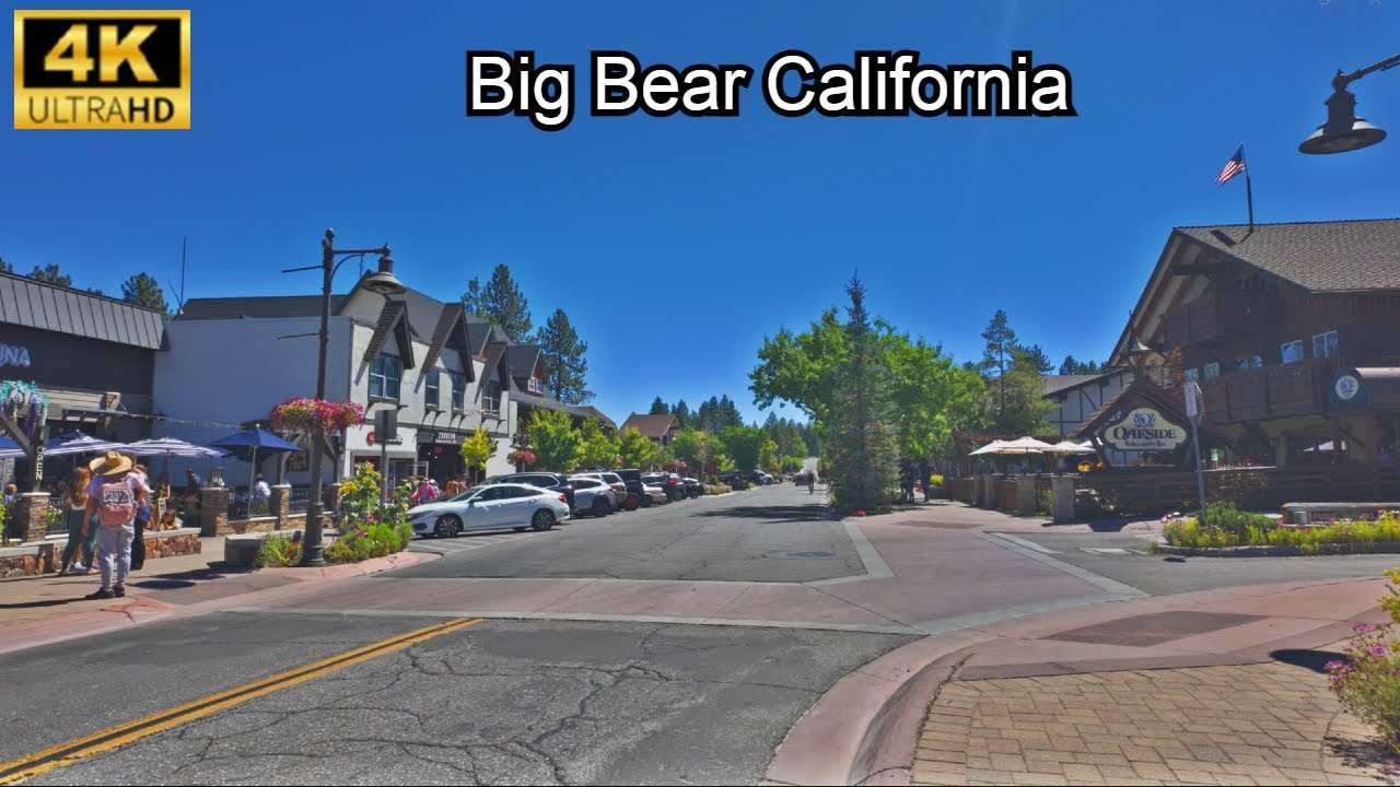 [4K] Big Bear Lake Village Walk Around - Relaxing Mountain Town Stroll