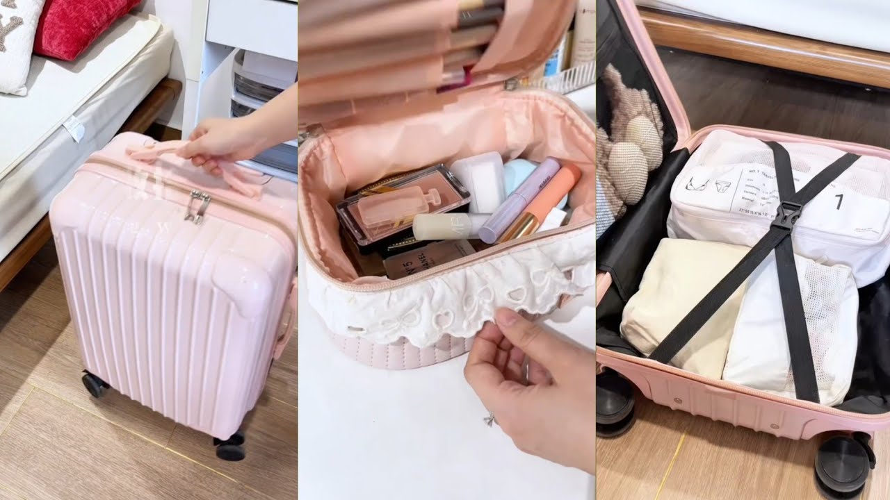 room cleaning| pink Travel Luggage Packing 💕 | Household Items Restocking & Aesthetic Reset ✨