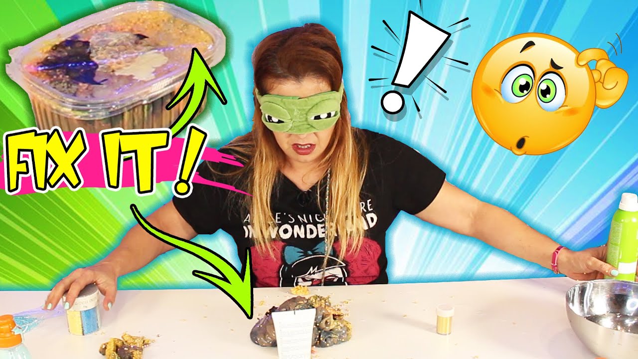 FIX this SLIME BLINDFOLDED challenge | Renueva tu slime viejo a CIEGAS !!