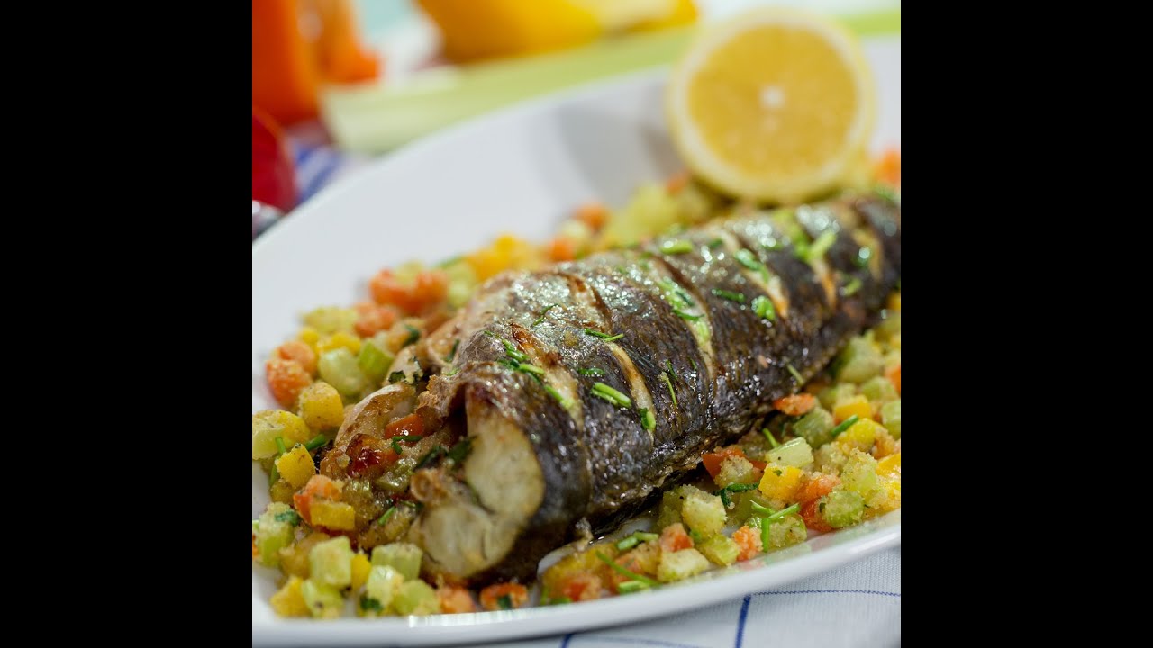 Bell Pepper Stuffed Sea Bass