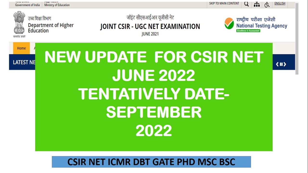 UPDATE FOR CSIR NET 2022???