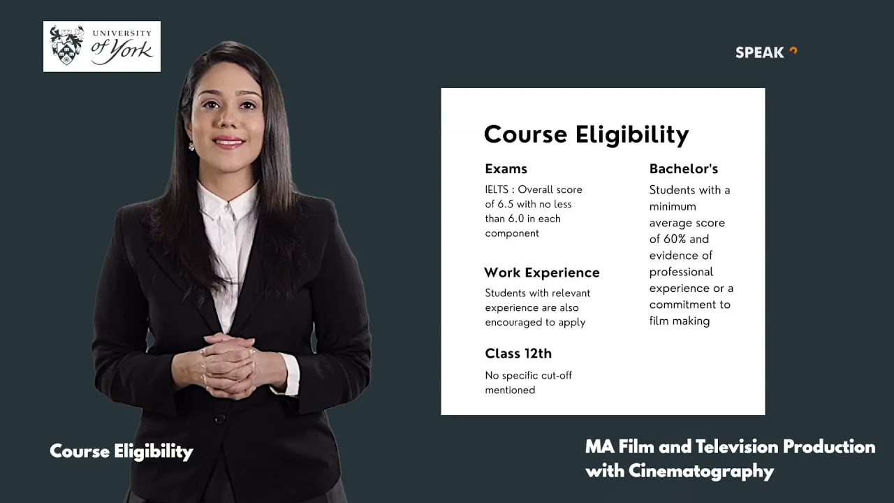 MA Film & Television production with Cinematography - Eligibility - University of York (UK)
