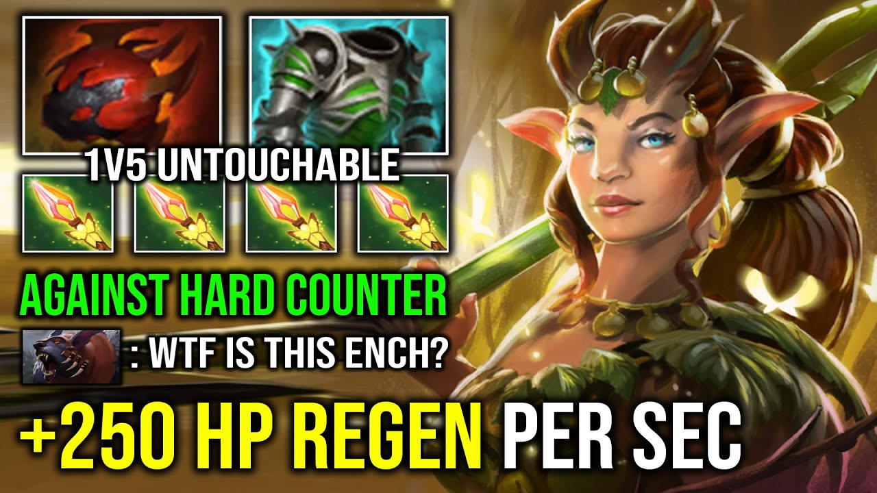 WTF +250 HP REGEN PER SEC 1v5 Untouchable Enchantress Vs Hard Counter with 100% Pure Impetus Dota 2