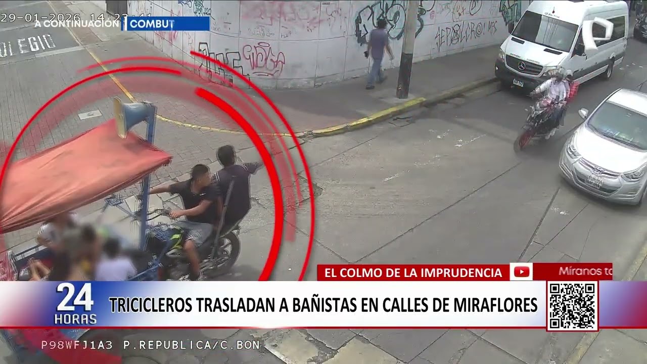 Miraflores: captan a tricicleros trasladando a bañistas