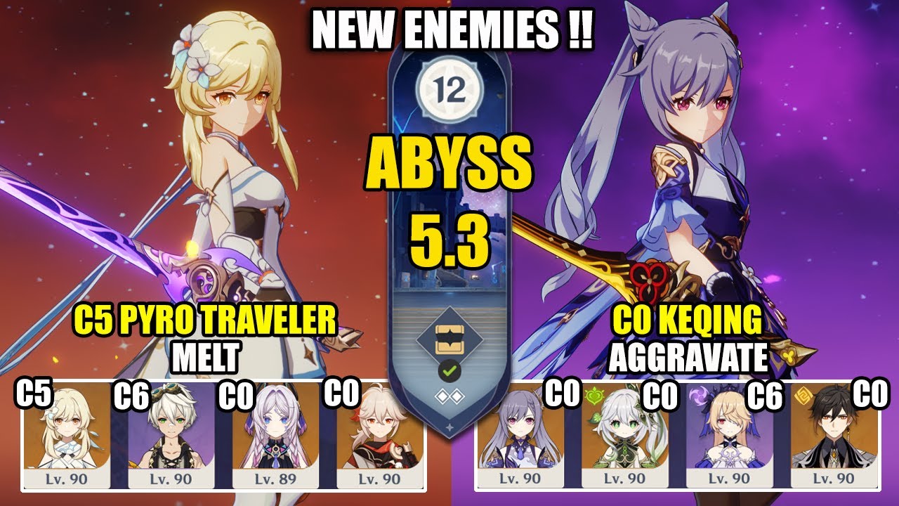C5 Pyro Traveler Melt & C0 Keqing Aggravate | Spiral Abyss 5.3 | Genshin Impact 【原神】