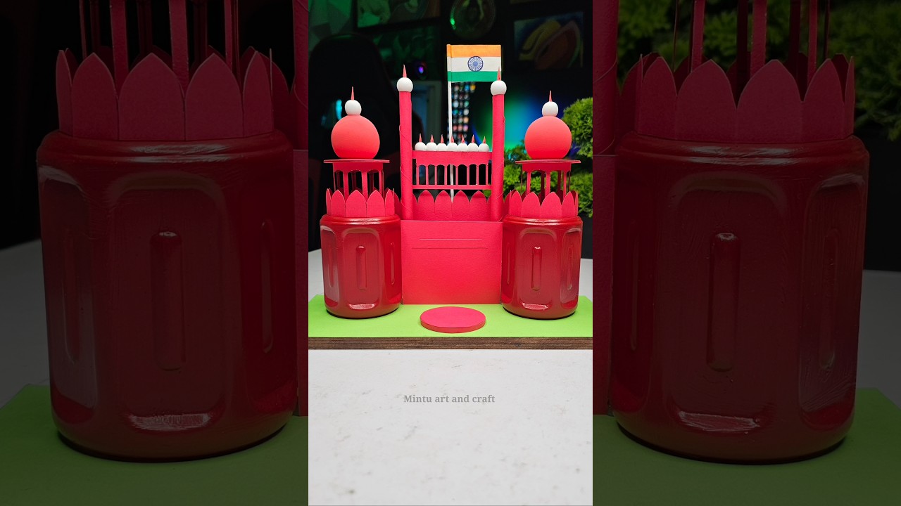 Red fort model making with plastic bottle🇮🇳Independence day 15th August craft making #shorts #short