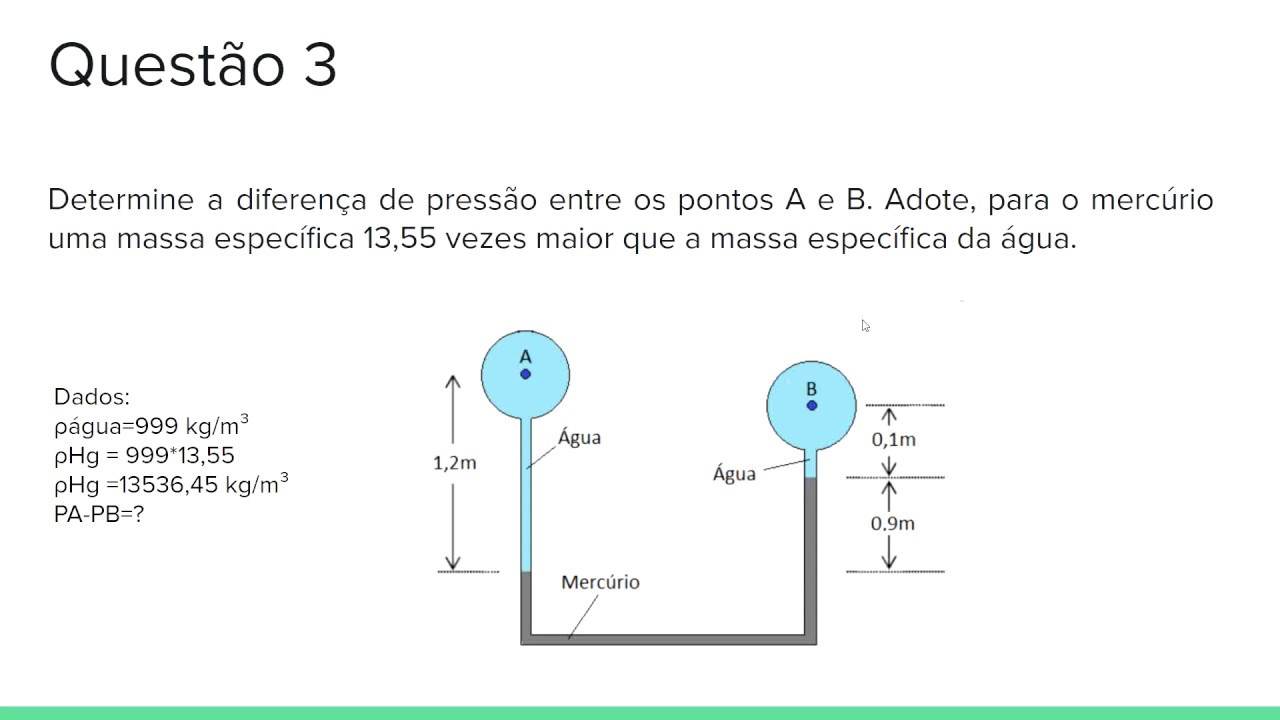 FENÔMENOS DE TRANSPORTE : Aprenda de uma forma simples a calcular pressões em manômetros tipo U