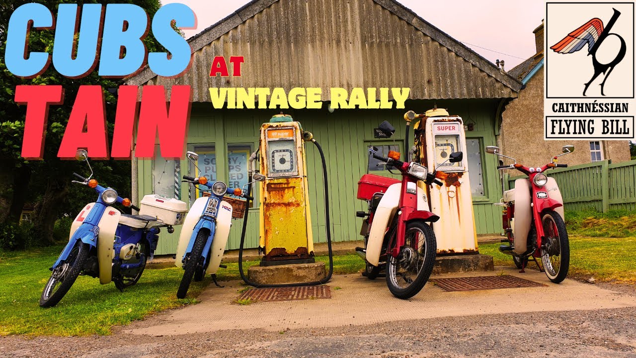 Honda Cubs to Tain Vintage Rally - C90, C70, C50 & C100 plus a custom Cub in a VW T5... tres hip