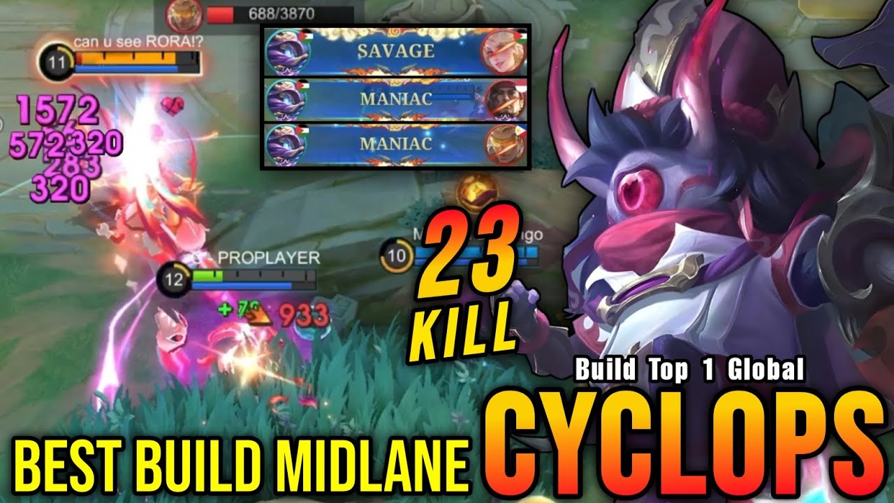 SAVAGE & MANIAC!! 23 Kills Cyclops Best Build Mid Lane!! - Build Top 1 Global Cyclops ~ MLBB