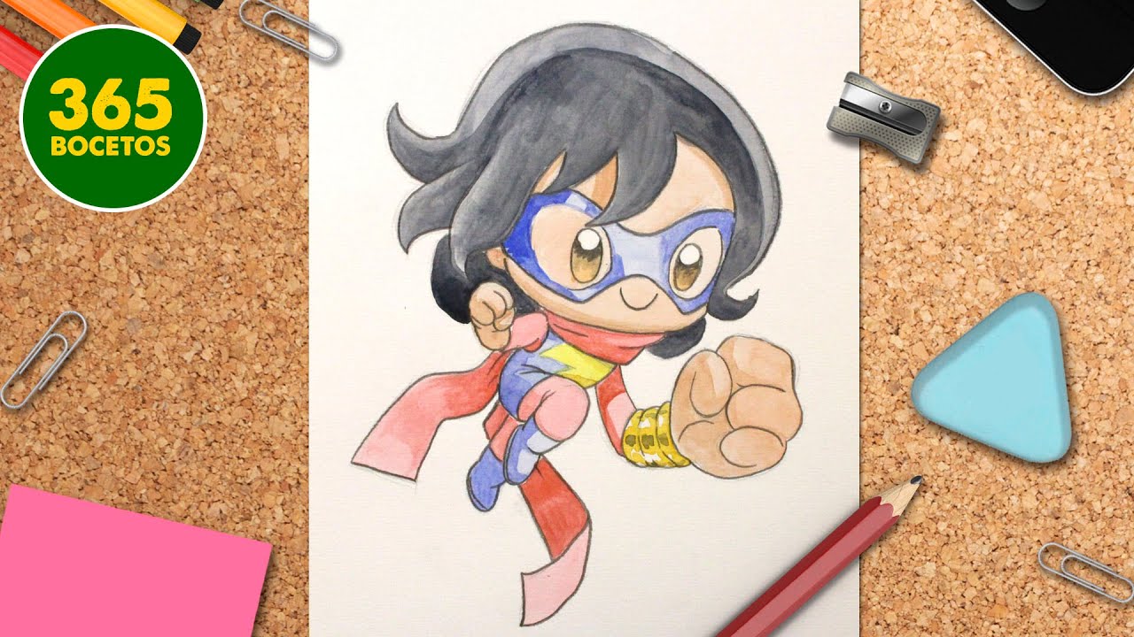 COMO DIBUJAR A MS MARVEL KAWAII 🔥 Dibujos kawaii faciles 🔥 Aprender a dibujar con Jape