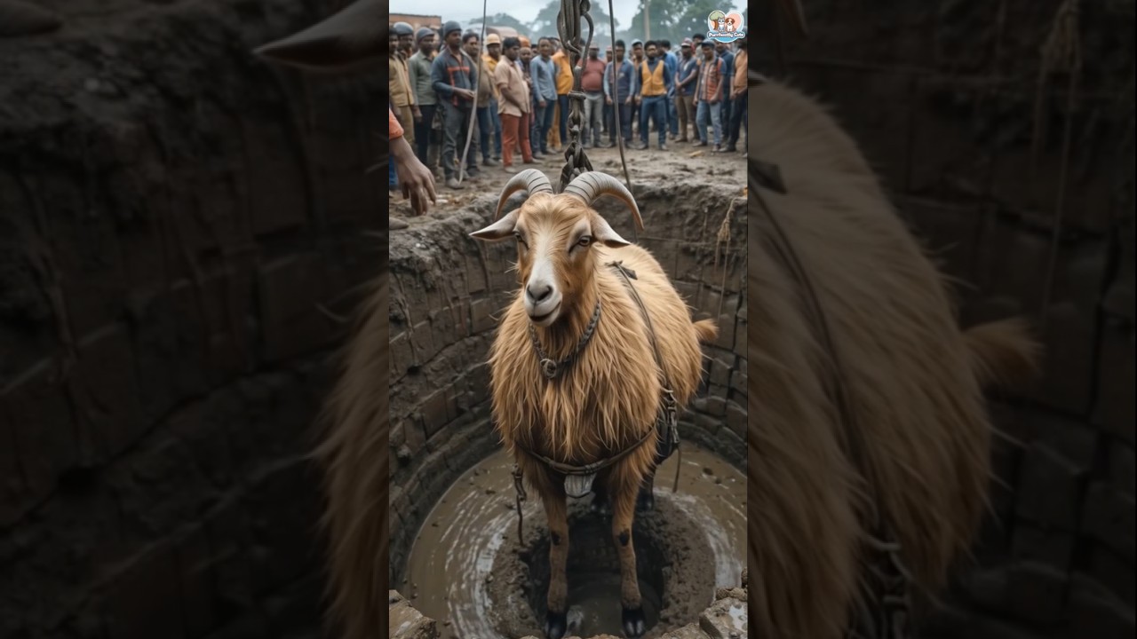 Goat Rescue from Muddy Well | Inspiring Animal Rescue 🐐| #GoatRescue #AnimalRescue #Heartwarming