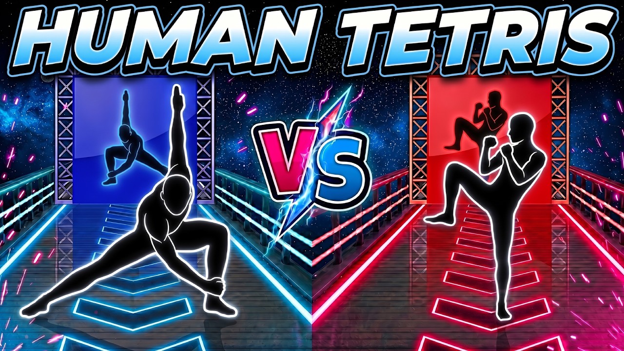 Who Will Win? 1v1 Human Tetris Battle (2 Players) 🛑