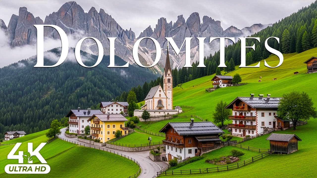 Dolomites 4K UHD Relaxation Scenic | Vertical Stone Cathedrals, High Meadows & Alpine Silence