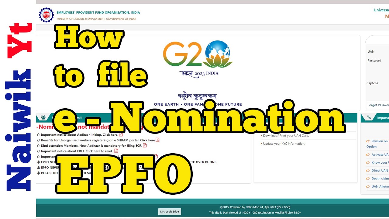 How to add Nominee in EPFO  || File e-Nomination in Employees Provident Fund Organisation