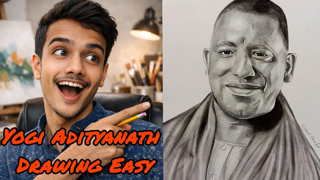 Yogi Adityanath Drawing Easy | How to draw Yogi Adityanath | Inspiration - Sanju Arts