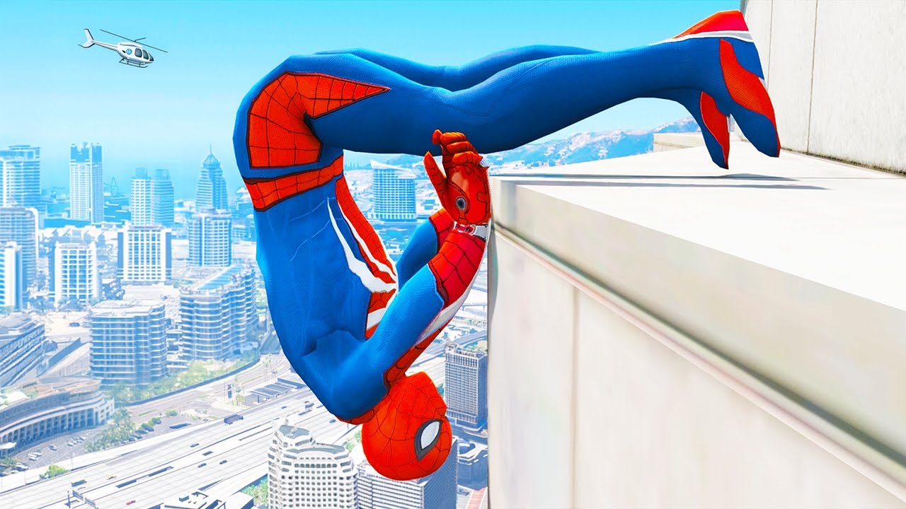 SPIDERMAN CRAZY JUMPS/FALLS #57 (GTA 5 Spider-Man Fails)