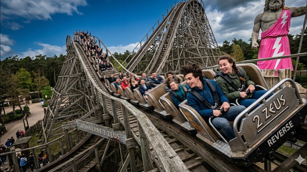 BACKWARDS on Tonnerre 2 Zeus 😱 | Brutal Wooden Coaster Parc Astérix