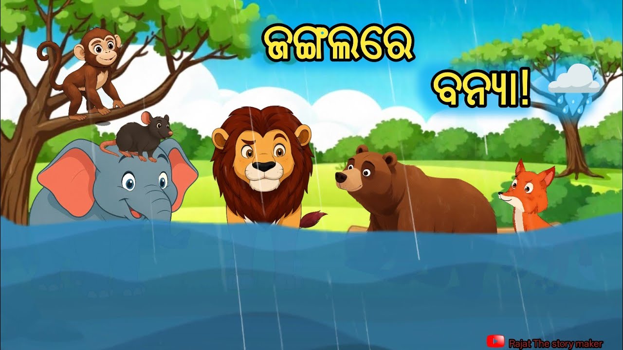 ଜଙ୍ଗଲରେ ବନ୍ୟା 🌧️🦁 | ପଶୁମାନଙ୍କର ସୁନ୍ଦର କାହାଣୀ | Cartoon Moral story #animation #cartoonstory #gapa 
