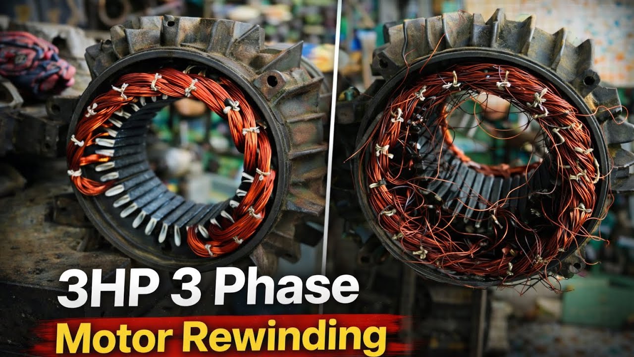 3HP 3 Phase Motor Rewinding Full Process | Motor Coil Winding Step 