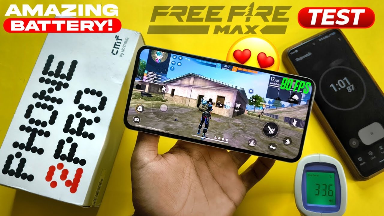 CMF Phone 2 pro free fire gameplay - heating 🙂 | cmf phone 2 pro gaming test & battery backup test
