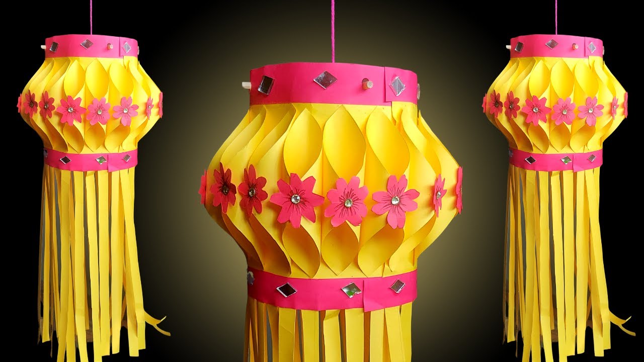 Akash kandil making at home / Lantern making with paper / DIY easy paper lantern for diwali #craft