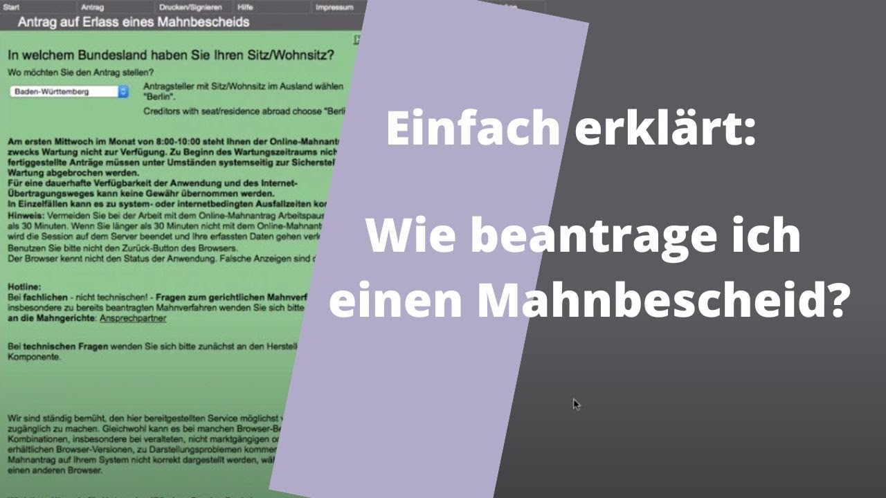 Wie beantrage ich einen Mahnbescheid ? Eine Ausfüllanleitung für den Mahnantrag.