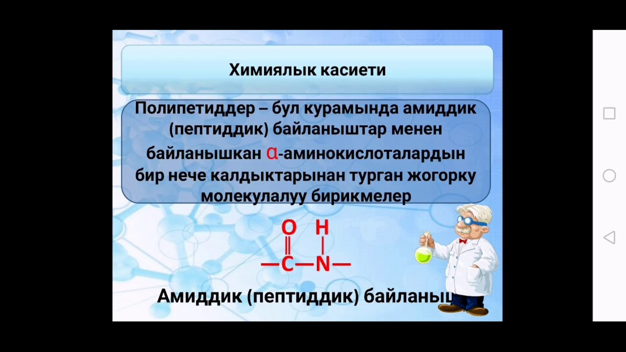 Химия. Онлайн сабак. Аминокислоталар. Базаркулова Нурсыйда.