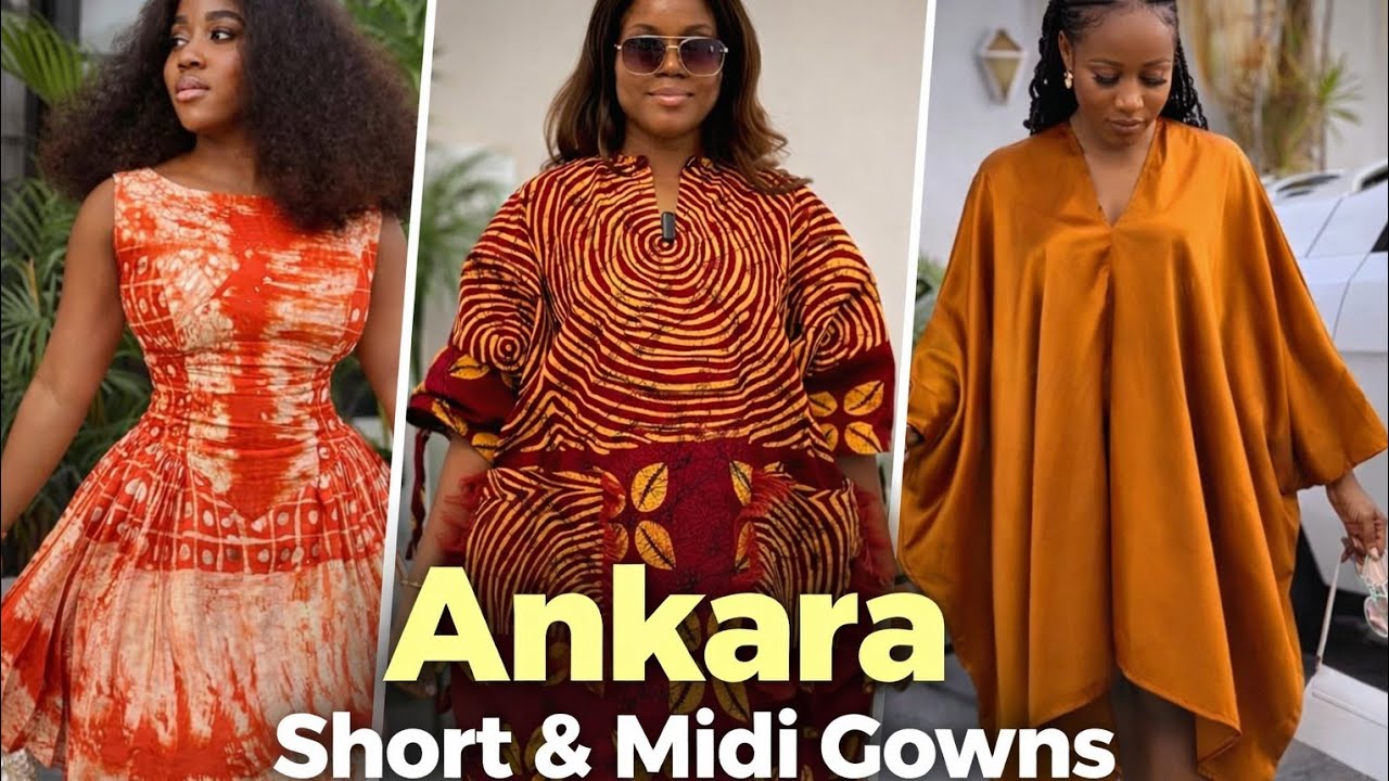100 новейших моделей коротких и миди-платьев из ткани анкара для стильных африканских женщин (мод...