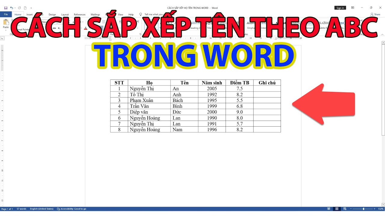 Cách Sắp Xếp Họ Tên Theo Vần ABC Trong Word cực dễ
