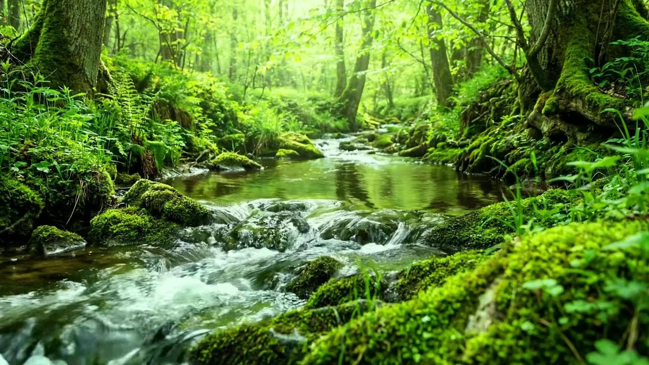 Nature Ambience for Sleep, Mountain Stream and Birds Singing, Ten Hours of Calm Relaxing ASMR