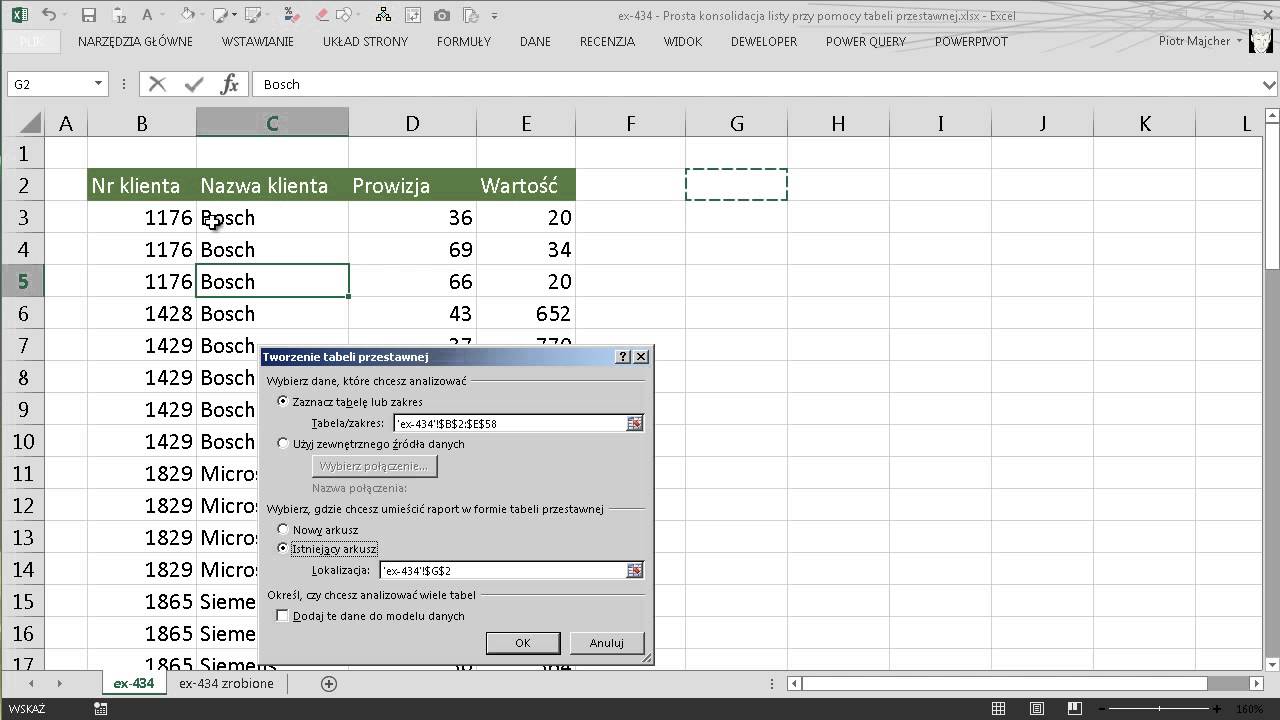 excel-434 - Prosta konsolidacja listy przy pomocy tabeli przestawnej