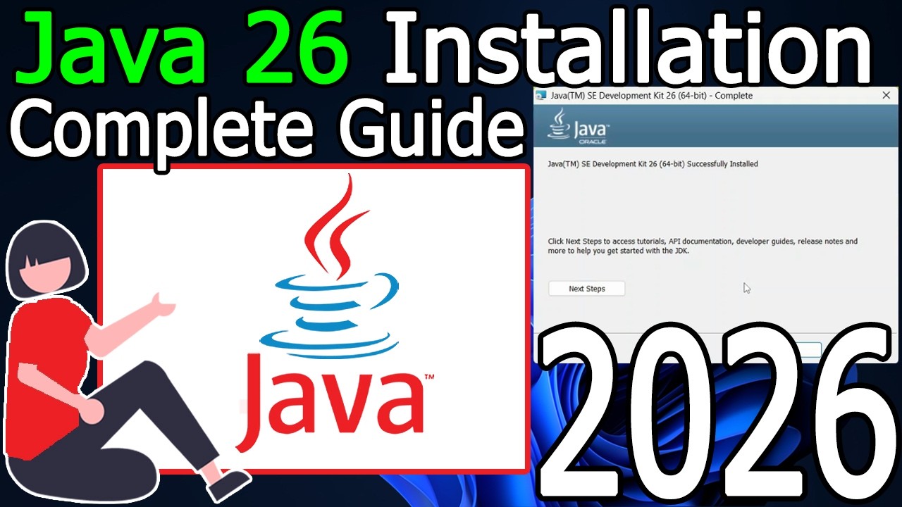 Как установить Java 26 на Windows 10/11 [Обновление 2026 года] с помощью JAVA_HOME Java JDK 26 | ...