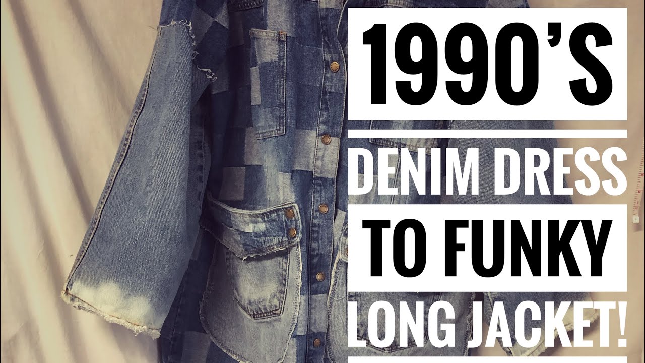 SOLD-Turning a vintage 1990’s denim dress into a funky long jacket!