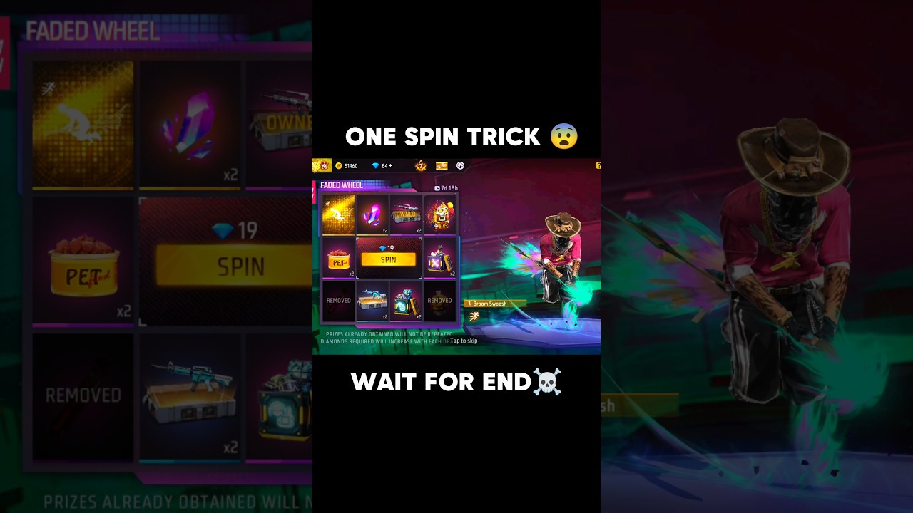 FREE FIRE NEW FADED WHEEL EMOTE 1 SPIN TRICK 😨😱 #shorts #fftamil #vtgmaster #freefiretamil