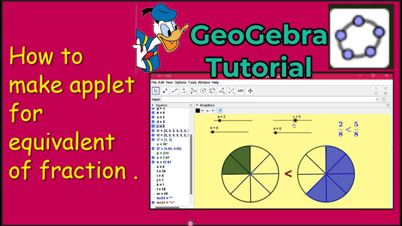 GeoGebra Tutorial for to make equivalent fraction animation || Comparison of two fraction