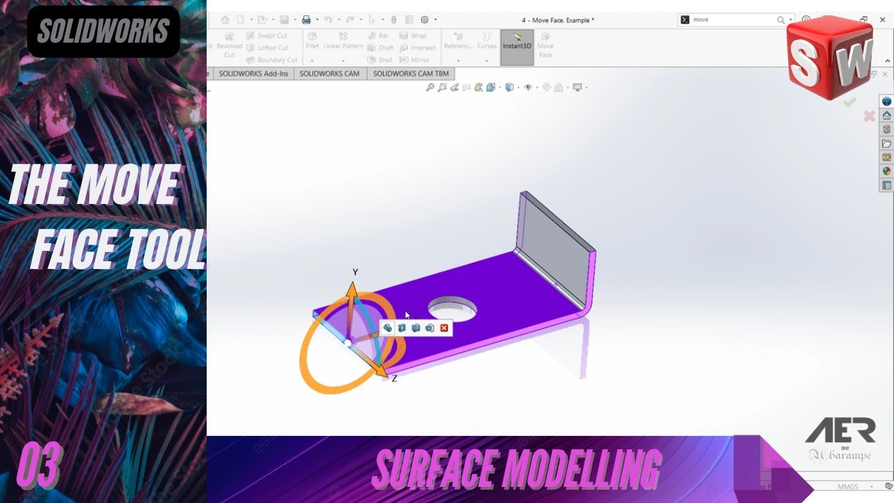 The Move Face Tool | Surface Modelling | Solidworks Tutorial | Stage #03 Eng - AER Int.