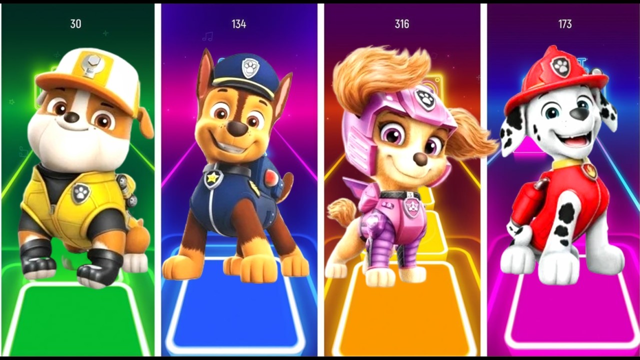 CARTOON TILES HOP RUBBLE vs CHASE vs SKYE vs MARCHALL TILES HOP EDM Rush #pawpatrol #tileshopedmrush