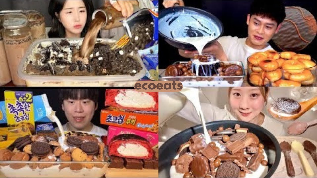 🤍 OREO CHOCOLATE DESSERT ASMR 🤍 | Crunchy Oreo, Ice Cream & Milk Mukbang 🍨🥛 (No Talking)