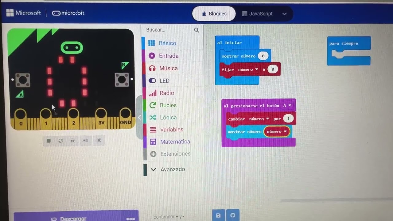 Contador números Placa Microbit