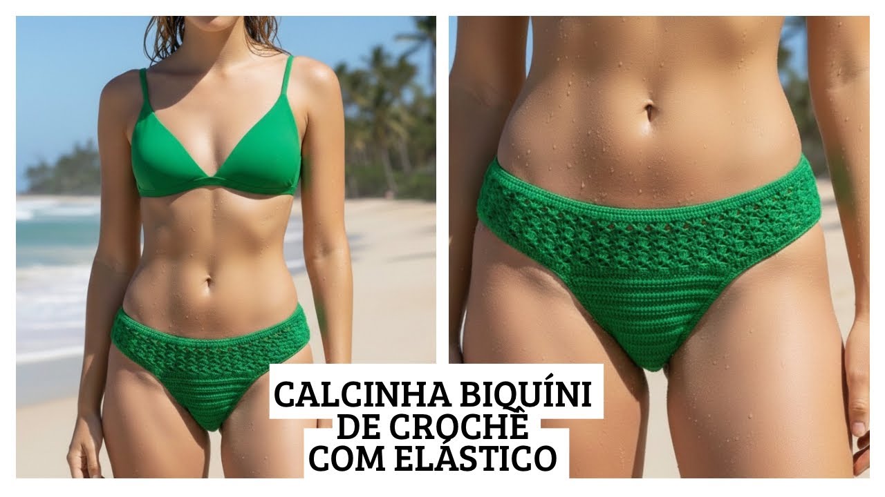 BIQUÍNI DE CROCHÊ CALCINHA COM ELÁSTICO Simone Eleoterio 