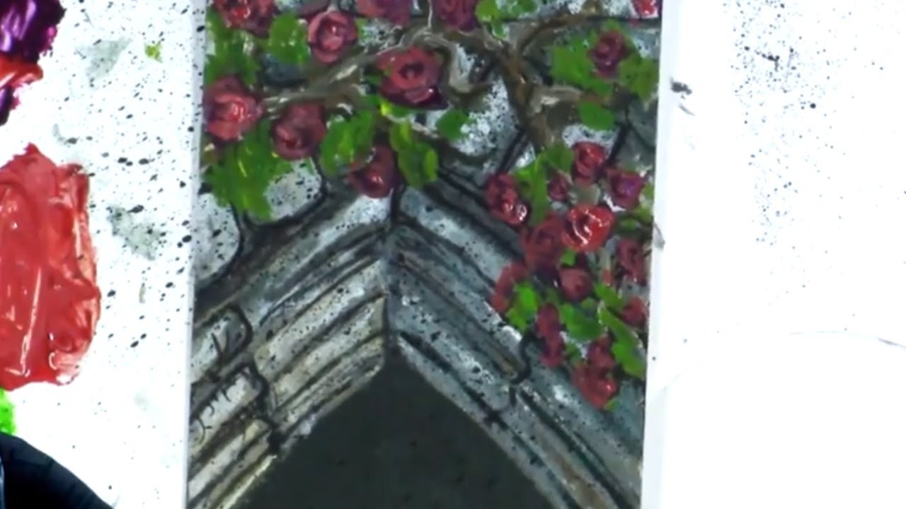 How to Paint a Stone Arch with Roses - July Art Sherpa ATC Club