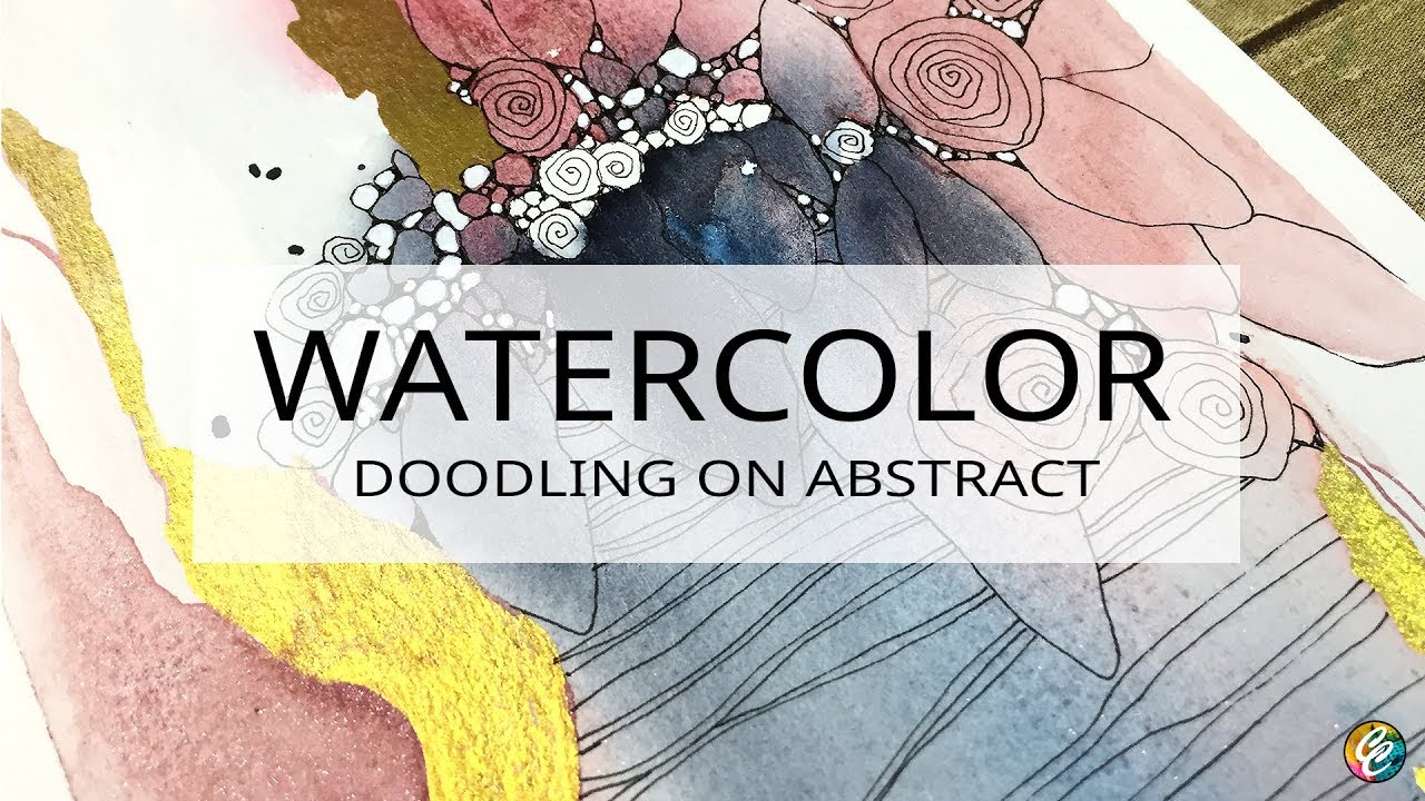 watercolor painting: doodling on abstract