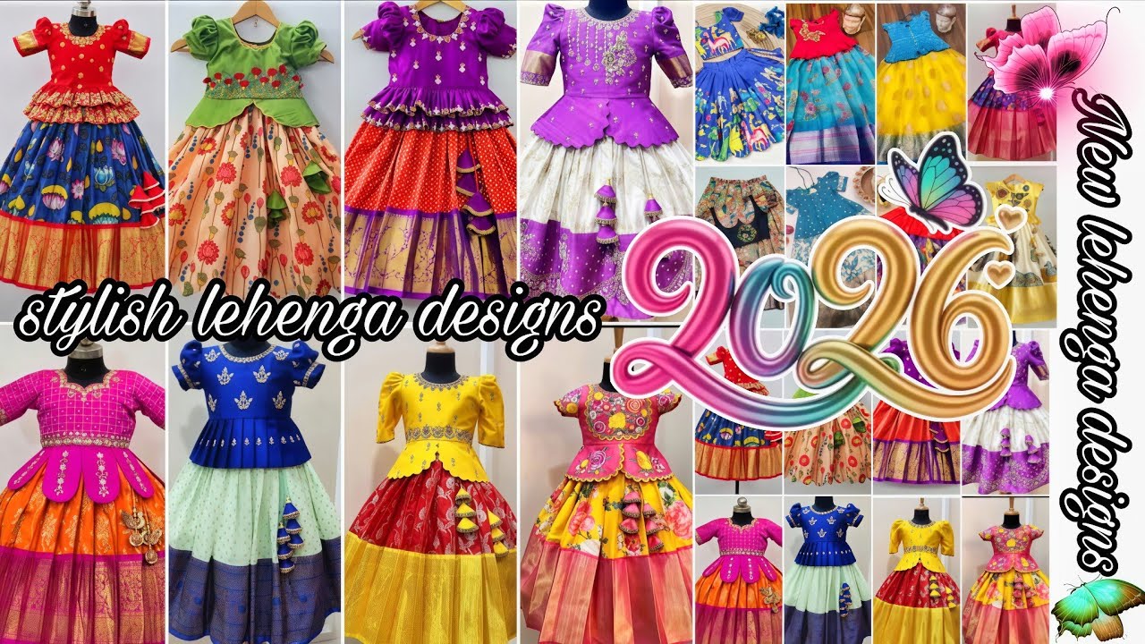 💗Latest designer kids lehengas 2026 😇| kids pattu lehenga jacket designs|| party wear pattu pavadai🔥