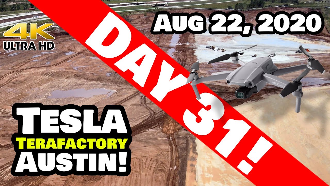 Tesla Gigafactory Austin 4K 8/22/20 - Tesla Terafactory Austin TX - Rainy Day at the Site!