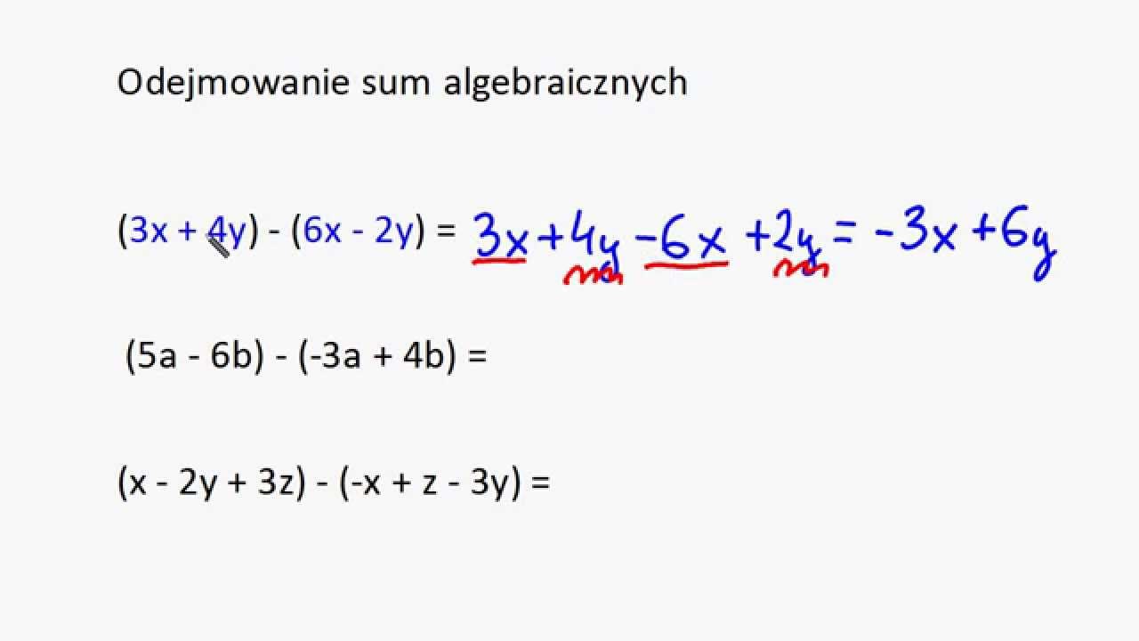 Odejmowanie sum algebraicznych