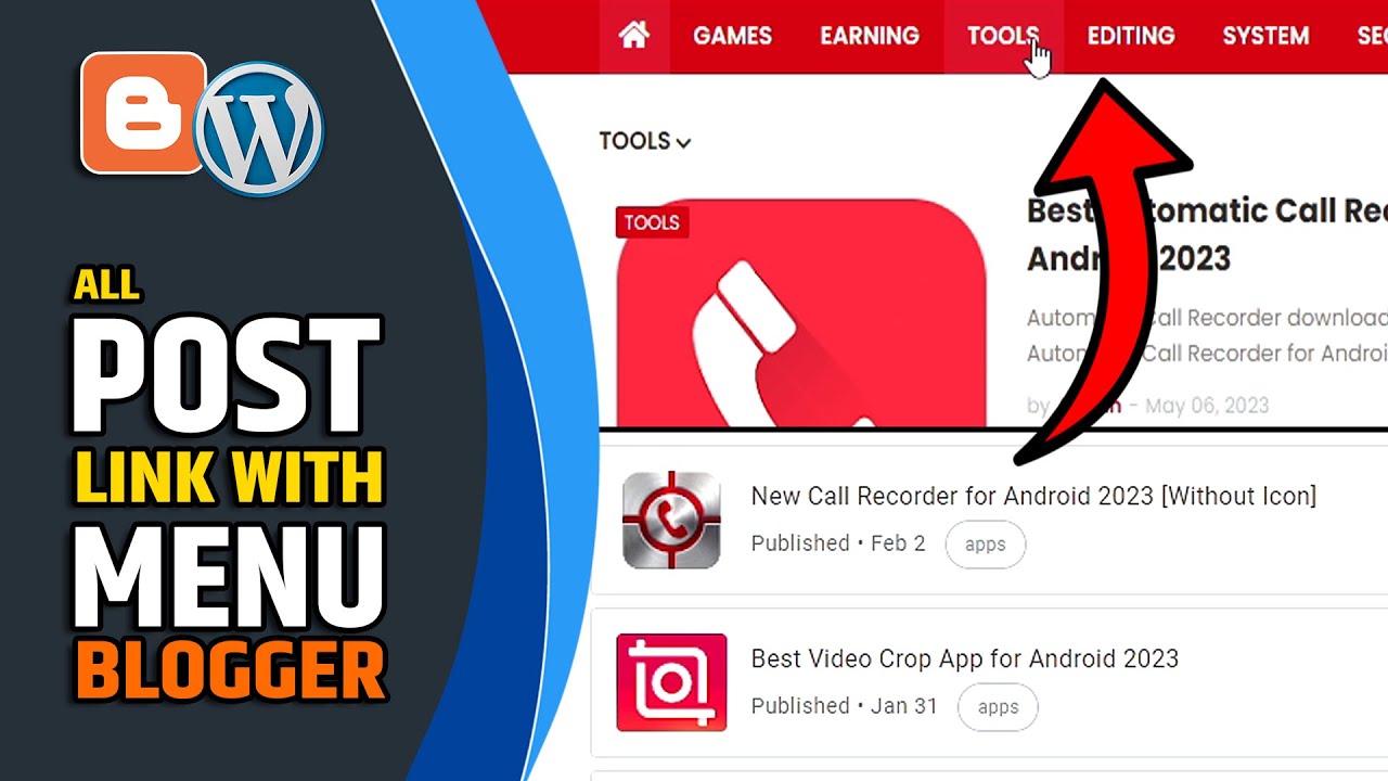 How to add all Post in Menu in Blogger | Post link list with Menu Bar on Blogger
