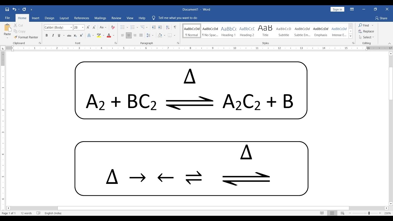 How To Insert Symbols In MS Word || How To Write Chemical Reaction in MS Word || Chemical Reaction.