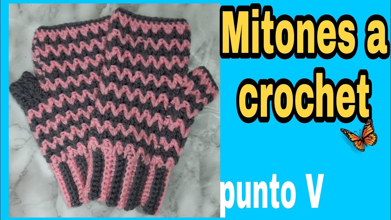 Cómo hacer Mitones o guantes sin dedos a crochet con punto V, super fácil y rápido, paso a paso 🤩