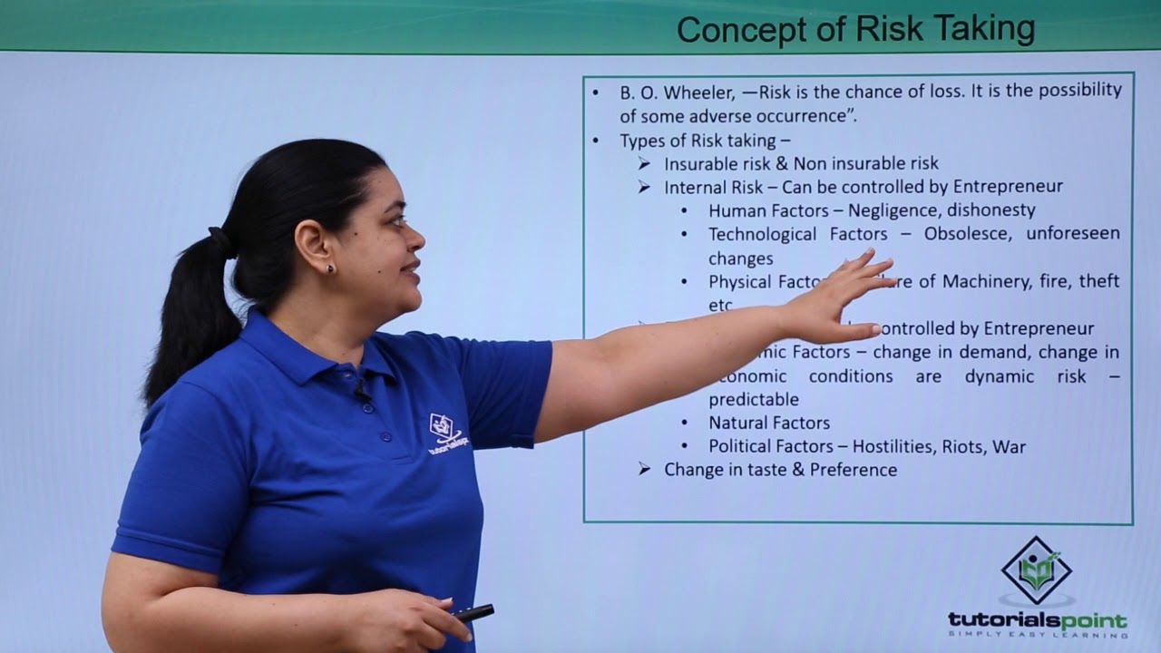Class 11th – Concept of Risk Taking | Entrepreneurship | Tutorials Point