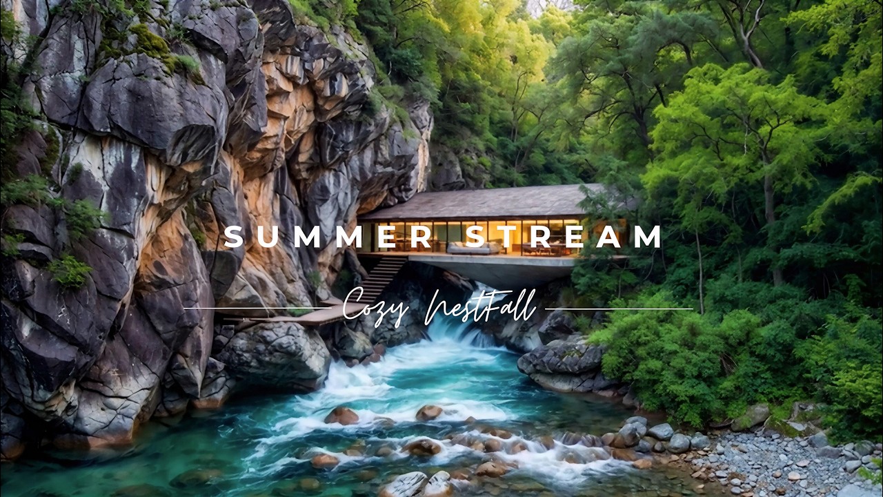 Cozy Nestfall | Mountain Cabin Retreat 🌿 Flowing Stream, Relaxing Forest Ambience #whitenoise